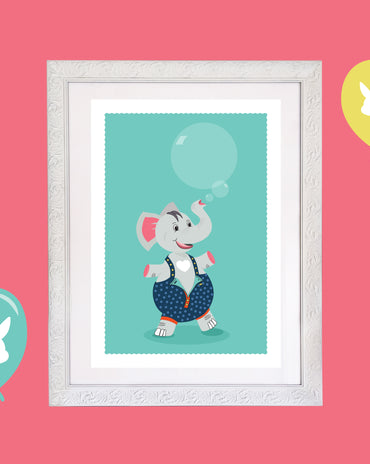 Kids Elephant Room Print – 5 colourways (A4/A3)
