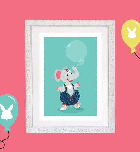 Kids Elephant Room Print – 5 colourways (A4/A3)