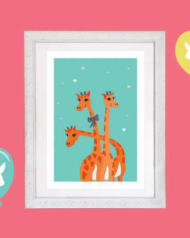 Kids Giraffe Room Print – 6 colourways (A4/A3)