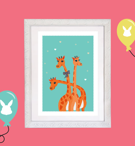 Kids Giraffe Room Print – 6 colourways (A4/A3)