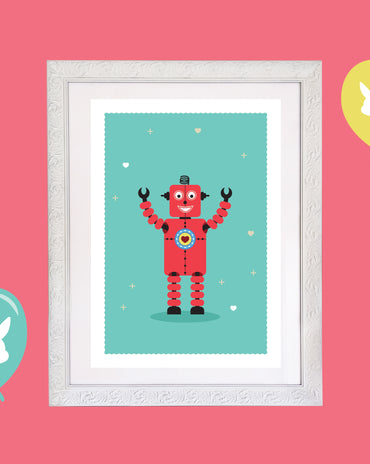 Kids Robot Room Print – 6 colourways (A4/A3)