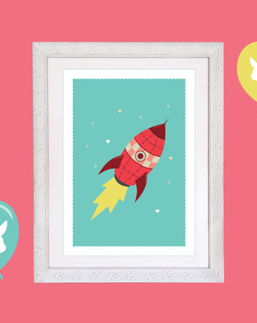 Kids Rocket Room Print – 6 colourways (A4/A3)