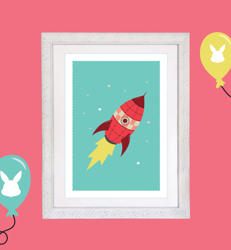 Kids Rocket Room Print – 6 colourways (A4/A3)