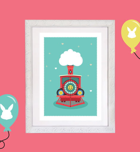 Kids Train Room Print – 6 colourways (A4/A3)