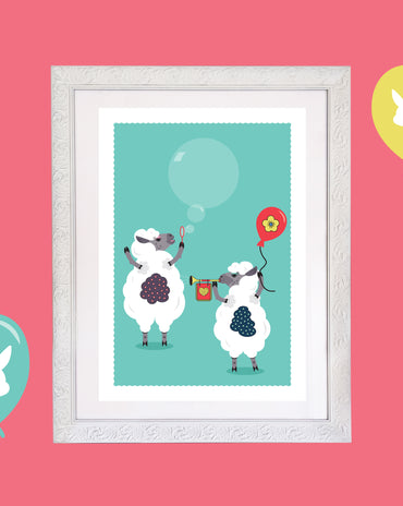 Kids Lambs Room Print – 6 colourways (A4/A3)