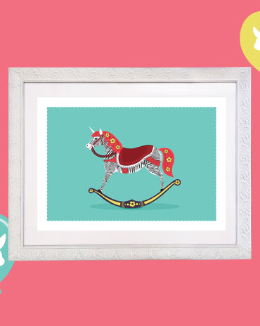 Kids Rocking Zebracorn Room Print – 4 colourways (A4/A3)