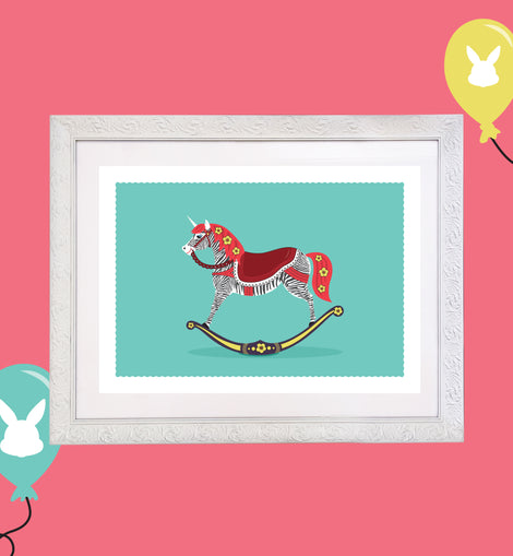 Kids Rocking Zebracorn Room Print – 4 colourways (A4/A3)