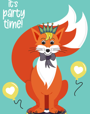 Kids Fox Birthday Invitation – 6 colourways
