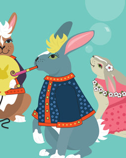 Kids Bunnies Room Print – 6 colourways (A4/A3)