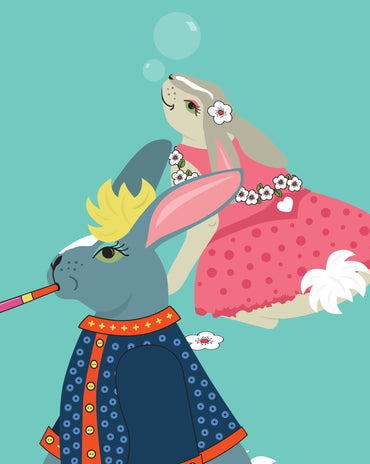 Kids Bunnies Birthday Invitation – 6 colourways