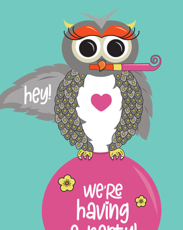 Kids Owl Birthday Invitation – 6 colourways