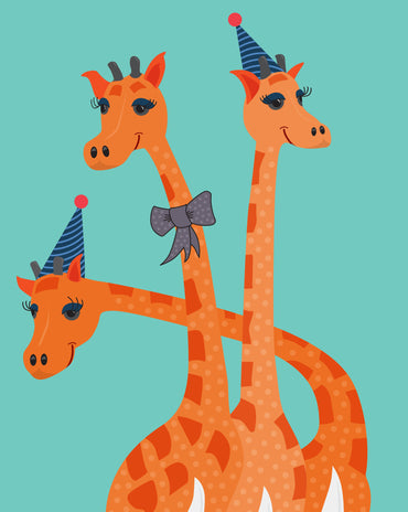 Kids Giraffe Birthday Invitation – 6 colourways