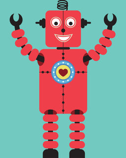 Kids Robot Room Print – 6 colourways (A4/A3)