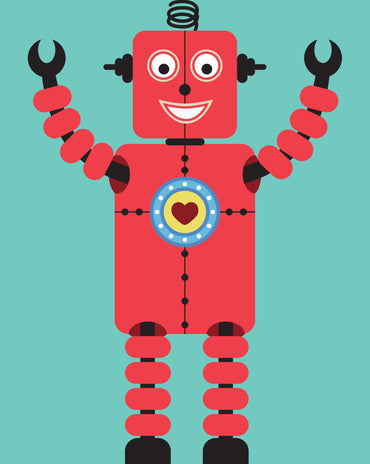 Kids Robot Room Print – 6 colourways (A4/A3)