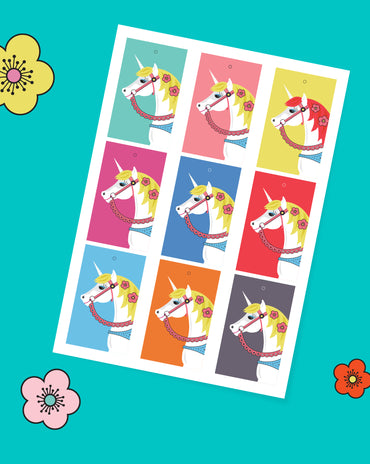 Kids Rocking Unicorn Gift Tags